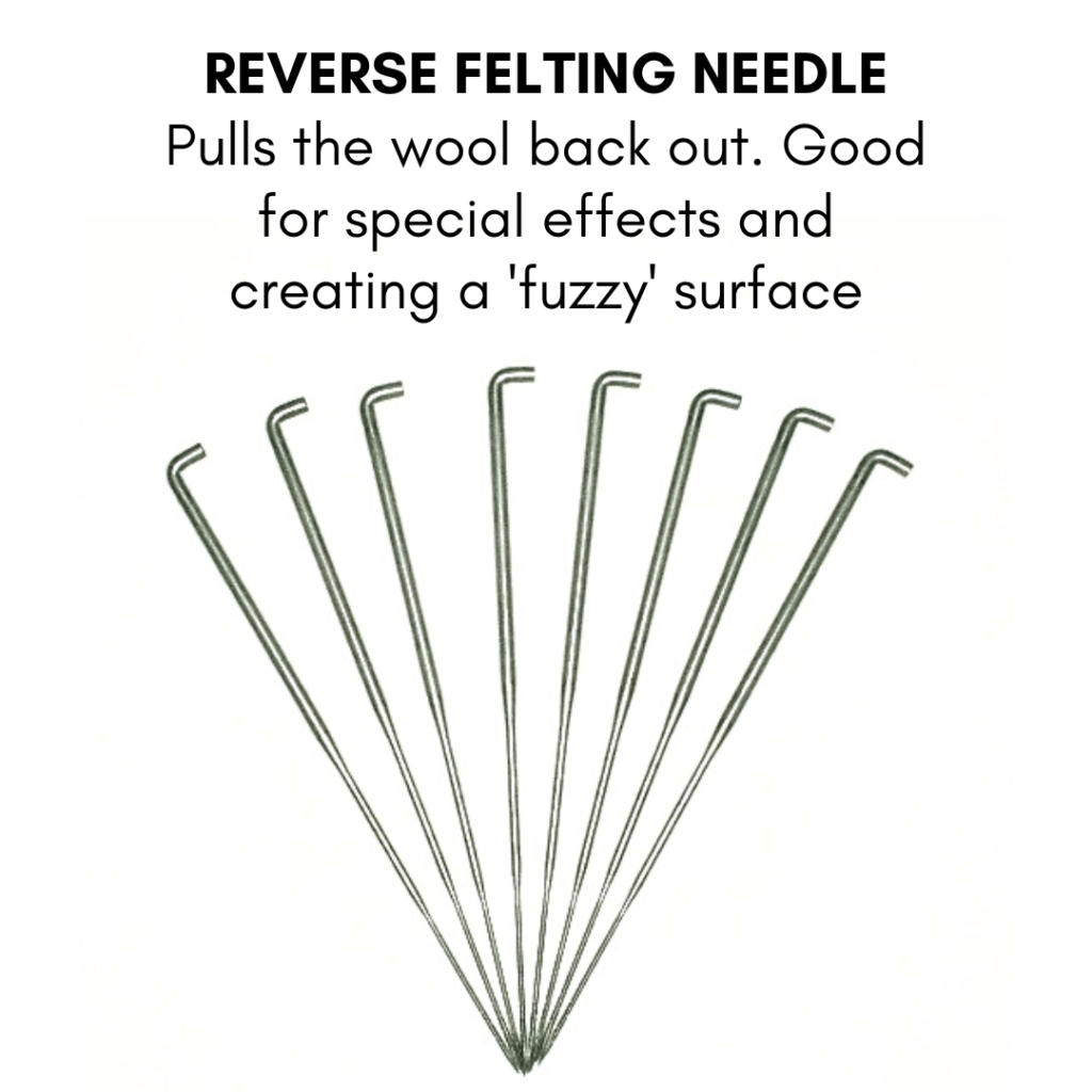 Reverse felting needle Pulls the wool back out for different effects
