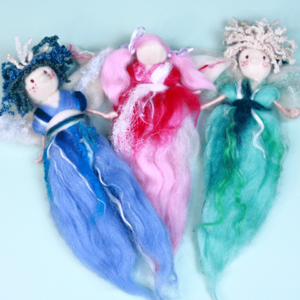 Needle felted fairy tree toppers
