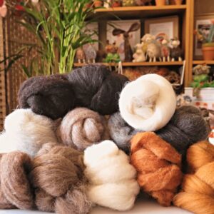 Shows a box of needle felting wool suitable for making needle felted woodland animals