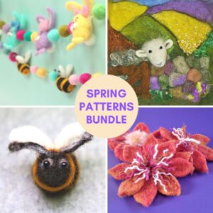 Image shows a selection of needle felting patterns for spring crafts